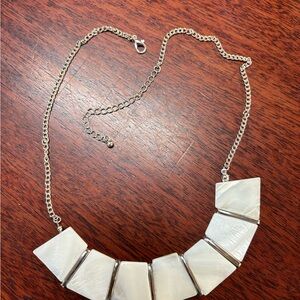 Mother of pearl and silver plated bib  Necklace